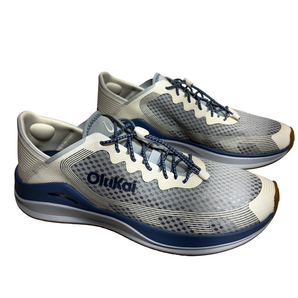 OluKai Ahi Sneakers Men's Size 12 Fog Blue White Athletic Mesh Shoes Breathable